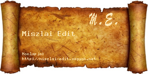 Miszlai Edit névjegykártya